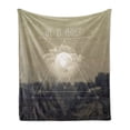 thumbnail image 1 of Indie Soft Flannel Fleece Throw Blanket, Life Is Perfect Inspirational Geometric Triangles Cityscape Clouds Earth, Cozy Plush for Indoor and Outdoor Use, 50" x 60", Tan Dark Taupe White, by Ambesonne, 1 of 5