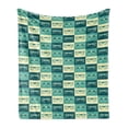 thumbnail image 1 of Indie Soft Flannel Fleece Throw Blanket, Pattern with Eyeglasses in Vintage Style Hipster Cool Design Modern, Cozy Plush for Indoor and Outdoor Use, 50" x 60", Petrol Blue Turquoise, by Ambesonne, 1 of 5