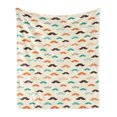 thumbnail image 1 of Indie Soft Flannel Fleece Throw Blanket, Retro Mustache Pattern in Different Colors Curly Shapes Old Fashioned, Cozy Plush for Indoor and Outdoor Use, 70" x 90", Teal Orange Brown, by Ambesonne, 1 of 6