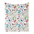 thumbnail image 1 of Indie Soft Flannel Fleece Throw Blanket, Urban Hipster Accessories Pattern Colorful Doodle Clothes Shoes Computers Bicycles, Cozy Plush for Indoor and Outdoor Use, 60" x 80", Multicolor, by Ambesonne, 1 of 6