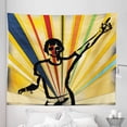 thumbnail image 1 of Indie Tapestry, Retro Style DJ Man on Radial Background Entertainment Nightclub Disco Party Music, Fabric Wall Hanging Decor for Bedroom Living Room Dorm, 5 Sizes, Multicolor, by Ambesonne, 1 of 1