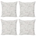 thumbnail image 1 of Ambesonne Indie Throw Pillow Cover 4 Pack, Minimalist Nature Pattern, 20", Vermilion Pale Grey, 1 of 2