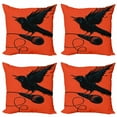 thumbnail image 1 of Ambesonne Indie Throw Pillow Cover 4 Pack, Raven with Microphone, 20", Orange Black Blue, 1 of 6