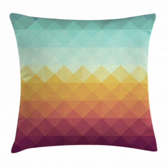 Indie Throw Pillow Cushion Cover, Mosaic Inspired Abstract Checkered Pattern Pastel Retro Rhombus Tile, Decorative Square Accent Pillow Case, 20 X 20 Inches, Turquoise Marigold Purple, by Ambesonne