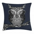 thumbnail image 1 of Indie Throw Pillow Cushion Cover, Owl with Vintage Style Ornaments Wisdom Symbol Creature of Night, Decorative Square Accent Pillow Case, 16 X 16 Inches, Dark Blue Charcoal Grey White, by Ambesonne, 1 of 2
