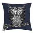 thumbnail image 1 of Indie Throw Pillow Cushion Cover, Owl with Vintage Style Ornaments Wisdom Symbol Creature of Night, Decorative Square Accent Pillow Case, 18 X 18 Inches, Dark Blue Charcoal Grey White, by Ambesonne, 1 of 2