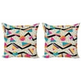 thumbnail image 1 of Ambesonne Indie Throw Pillow Cover 2 Pack, 80s Funky Memphis Fashion, 18", Multicolor, 1 of 2