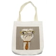 thumbnail image 1 of Indie Tote Bag, Sketch Portrait of Funny Modern Ostrich Bird Eyeglasses and Tie Hipster, Cloth Linen Reusable Bag for Shopping Books Beach and More, 16.5" X 14", Cream, by Ambesonne, 1 of 2