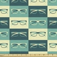 thumbnail image 1 of Indie Upholstery Fabric by the Yard, Pattern with Eyeglasses in Vintage Style Hipster Cool Design Modern, Decorative Fabric for DIY and Home Accents, 10 Yards, Petrol Blue Turquoise by Ambesonne, 1 of 4