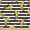 thumbnail image 1 of Ambesonne Indie Fabric by the Yard Upholstery, Stripes Tropical Bananas, 5 Yards, Black White Yellow, 1 of 4