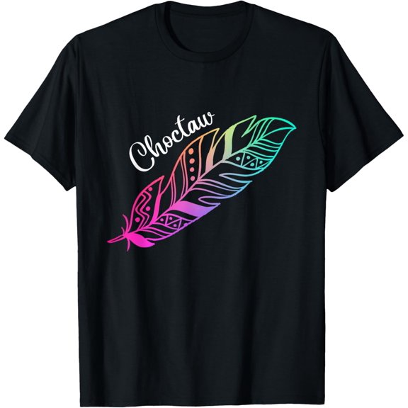 Indigenous Feather Tee Native American Choctaw Tribe T-Shirt men and women can wear, black, white, gifts.