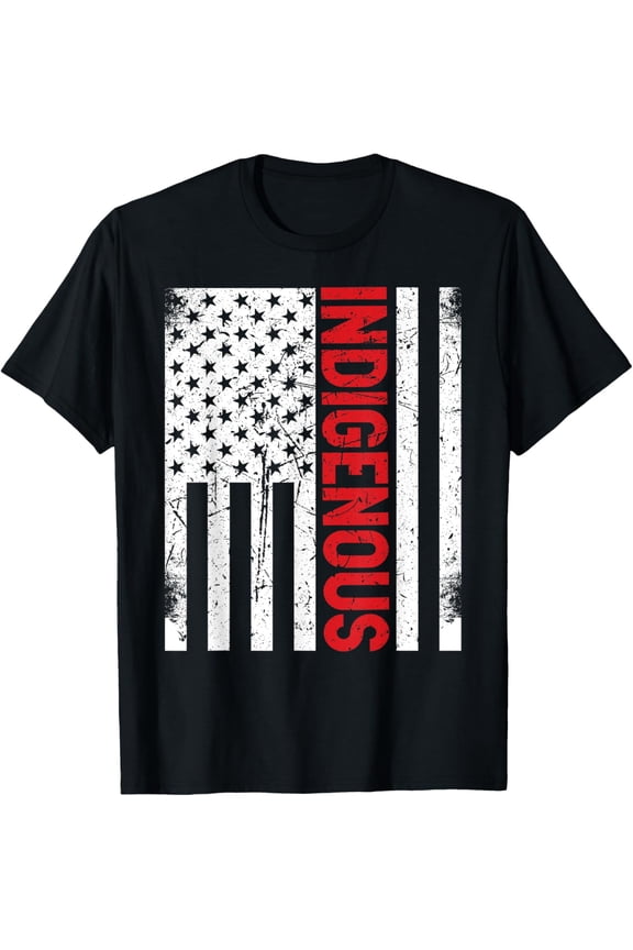 Indigenous Peoples American Flag Native American Heritage T-ShirtMen and women, Black T-shirt, size: Extra large