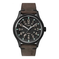 Timex MK1 40 mm Black Stainless Steel Brown Leather Watch (TW2R96900)