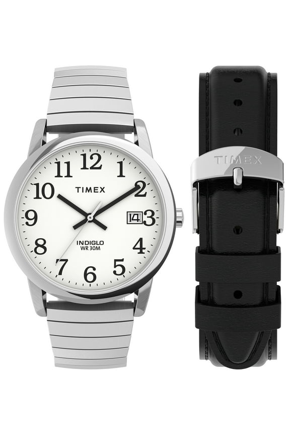 Indiglo by Timex Men's Adult Stainless Steel Expansion Band Wristwatch, Silver, WR 30M