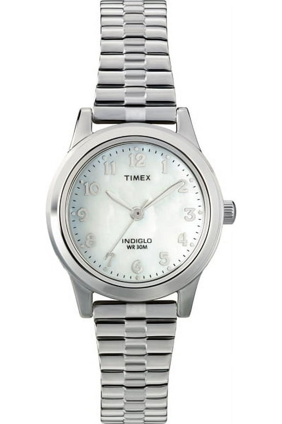 Indiglo by Timex Women's Adult Stainless Steel Expansion Band Wristwatch, Silver, WR 30M