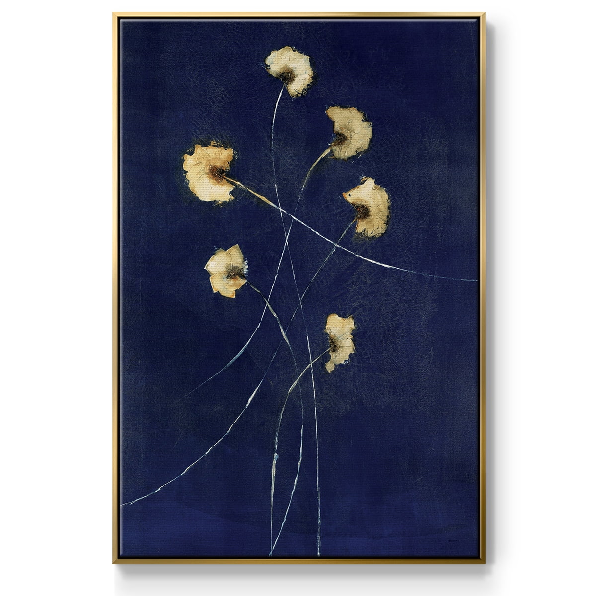 Indigo 1 Framed Premium Gallery Wrapped Canvas - Ready to Hang - 25 x 37 - Gold Floating Frame
