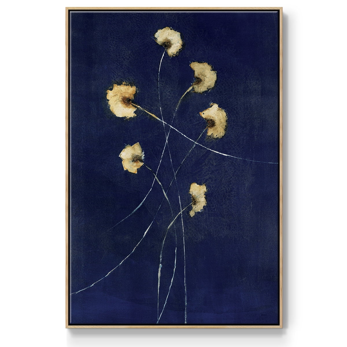 Indigo 1 Framed Premium Gallery Wrapped Canvas - Ready to Hang - 25 x 37 - Natural Wood Floating Frame