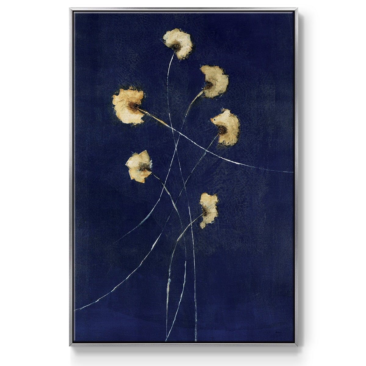 Indigo 1 Framed Premium Gallery Wrapped Canvas - Ready to Hang - 25 x 37 - Silver Floating Frame