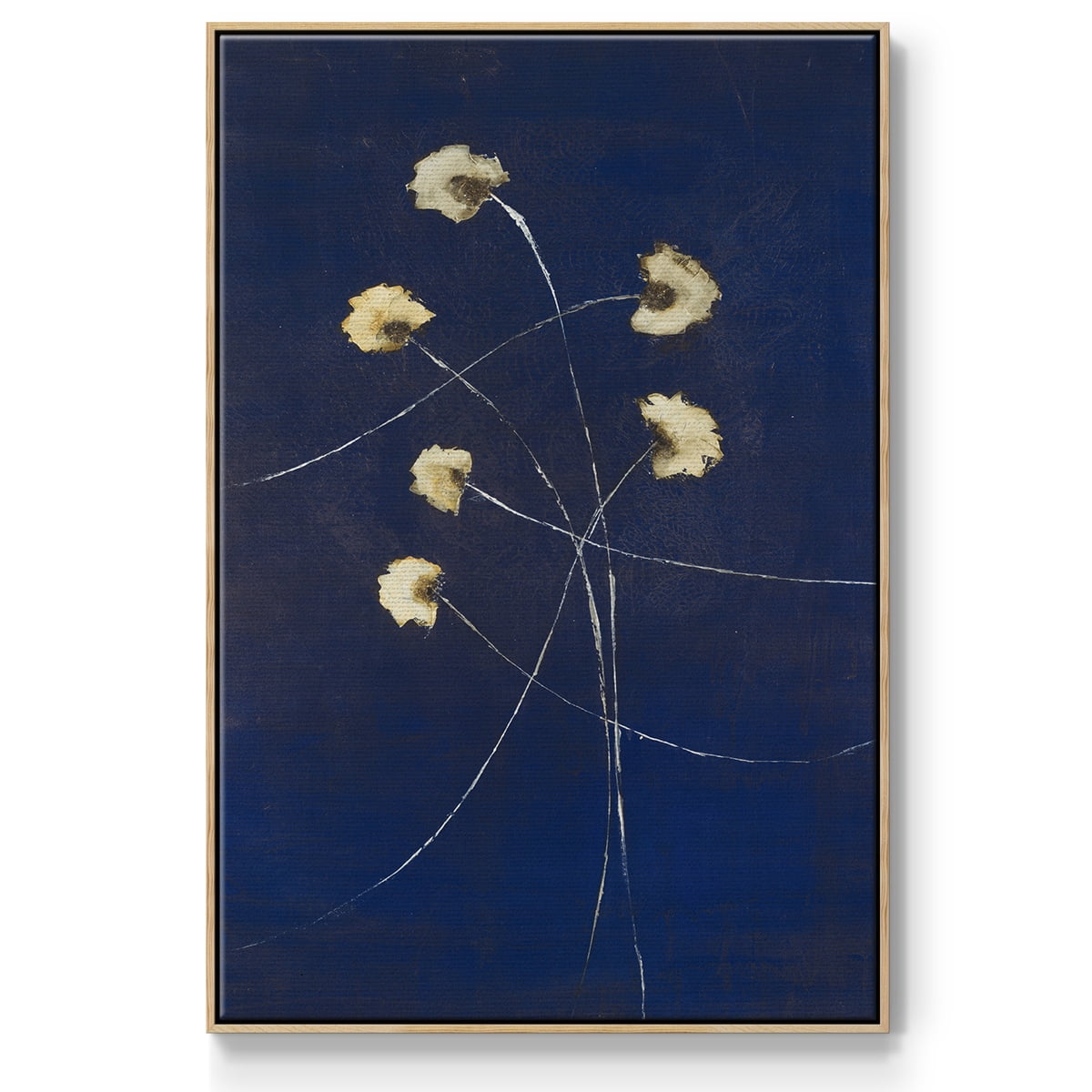 Indigo 2 Framed Premium Gallery Wrapped Canvas - Ready to Hang - 17 x 25 - Natural Wood Floating Frame
