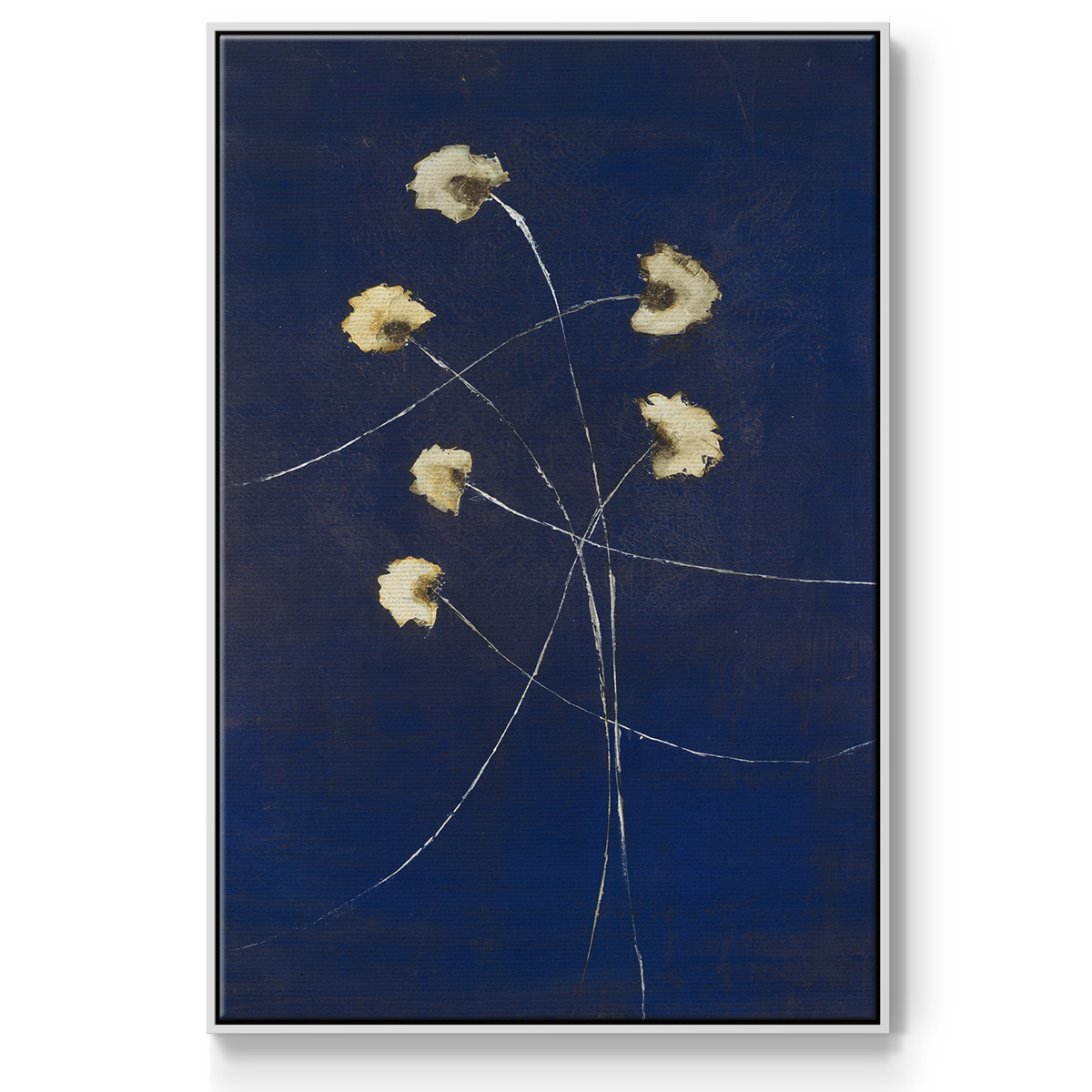 Indigo 2 Framed Premium Gallery Wrapped Canvas - Ready to Hang - 17 x 25 - White Floating Frame
