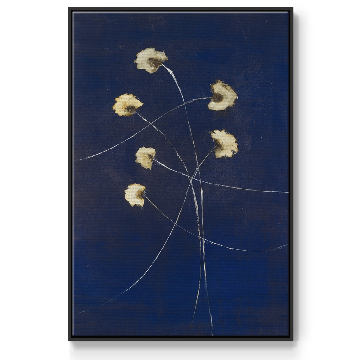 Indigo 2 Framed Premium Gallery Wrapped Canvas - Ready to Hang - 27 x 41 - Black Floating Frame