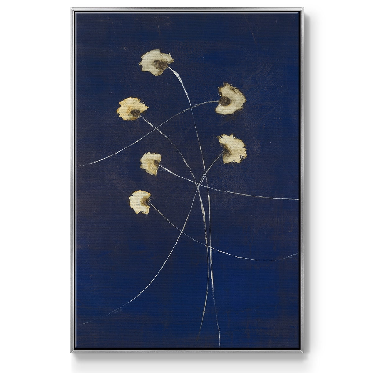 Indigo 2 Framed Premium Gallery Wrapped Canvas - Ready to Hang - 27 x 41 - Silver Floating Frame