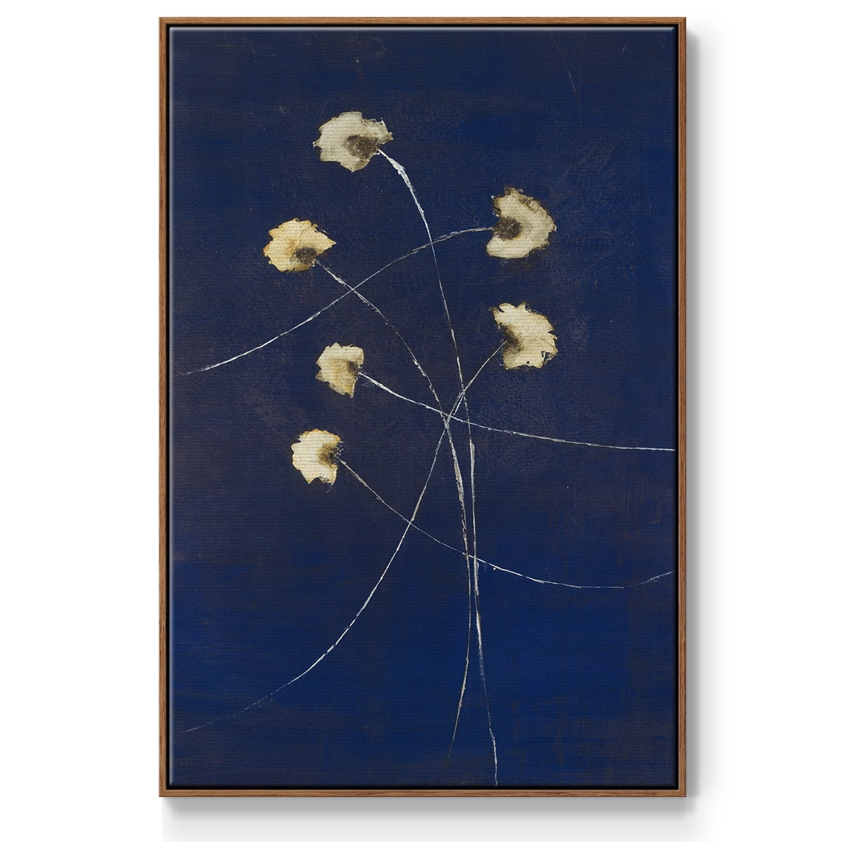 Indigo 2 Framed Premium Gallery Wrapped Canvas - Ready to Hang - 27 x 41 - Walnut Floating Frame