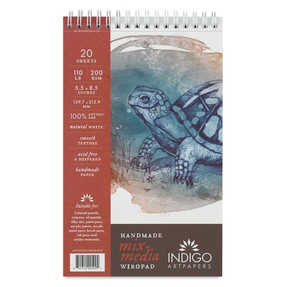 Indigo Artpapers Mixed Media Wiropad - 5-1/2" x 8-1/2", 20 Sheets