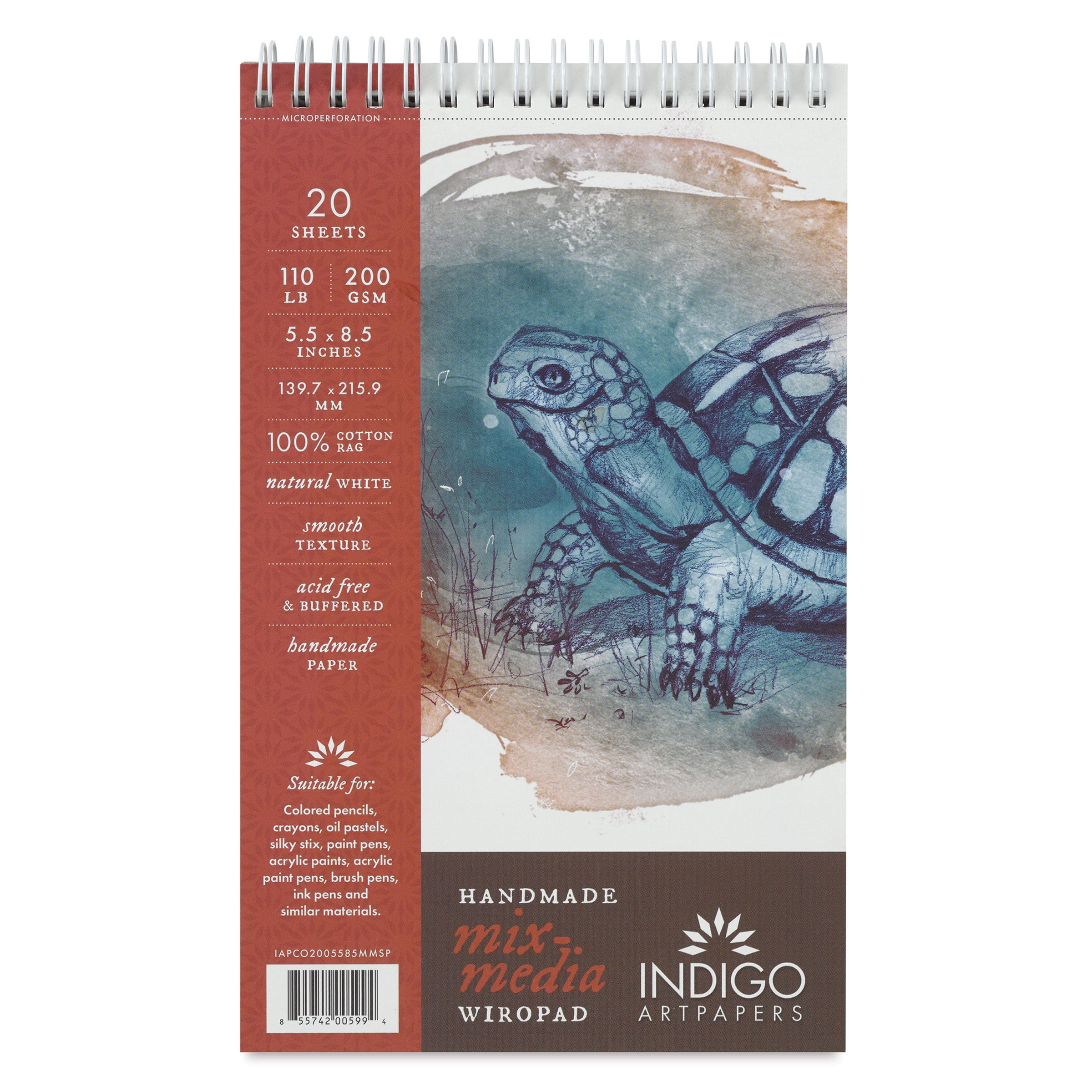 Indigo Art Papers Blocco Acquerello Wiropad 23x30,5 Cm | 100% Cotone Rag, 300 G/m², 16 Fogli | Pressato A Freddo, Fatto A Mano