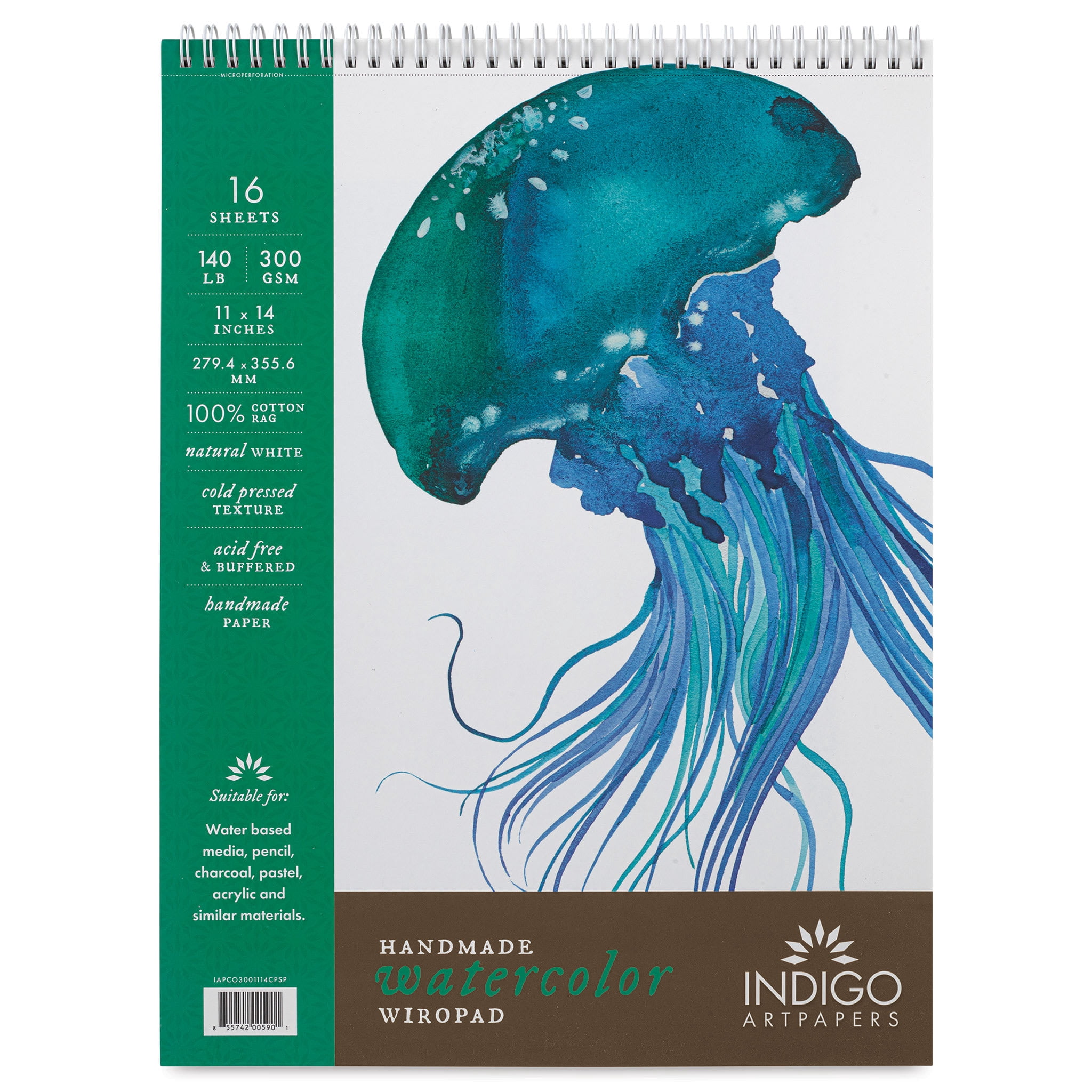 Indigo Artpapers Watercolor Wiropad - 11" x 14", 16 Sheets