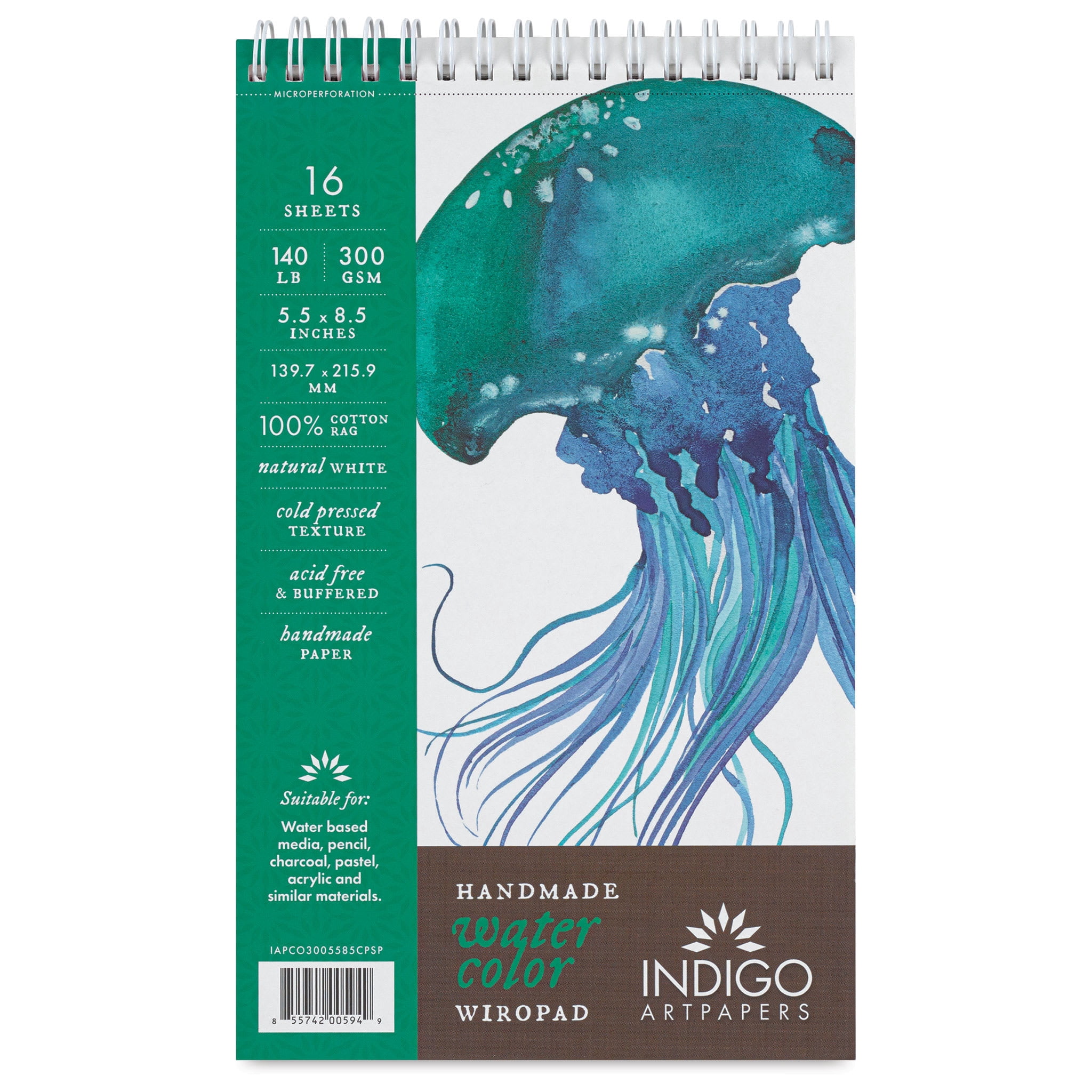 Indigo Artpapers Watercolor Wiropad - 5-1/2" x 8-1/2", 16 Sheets