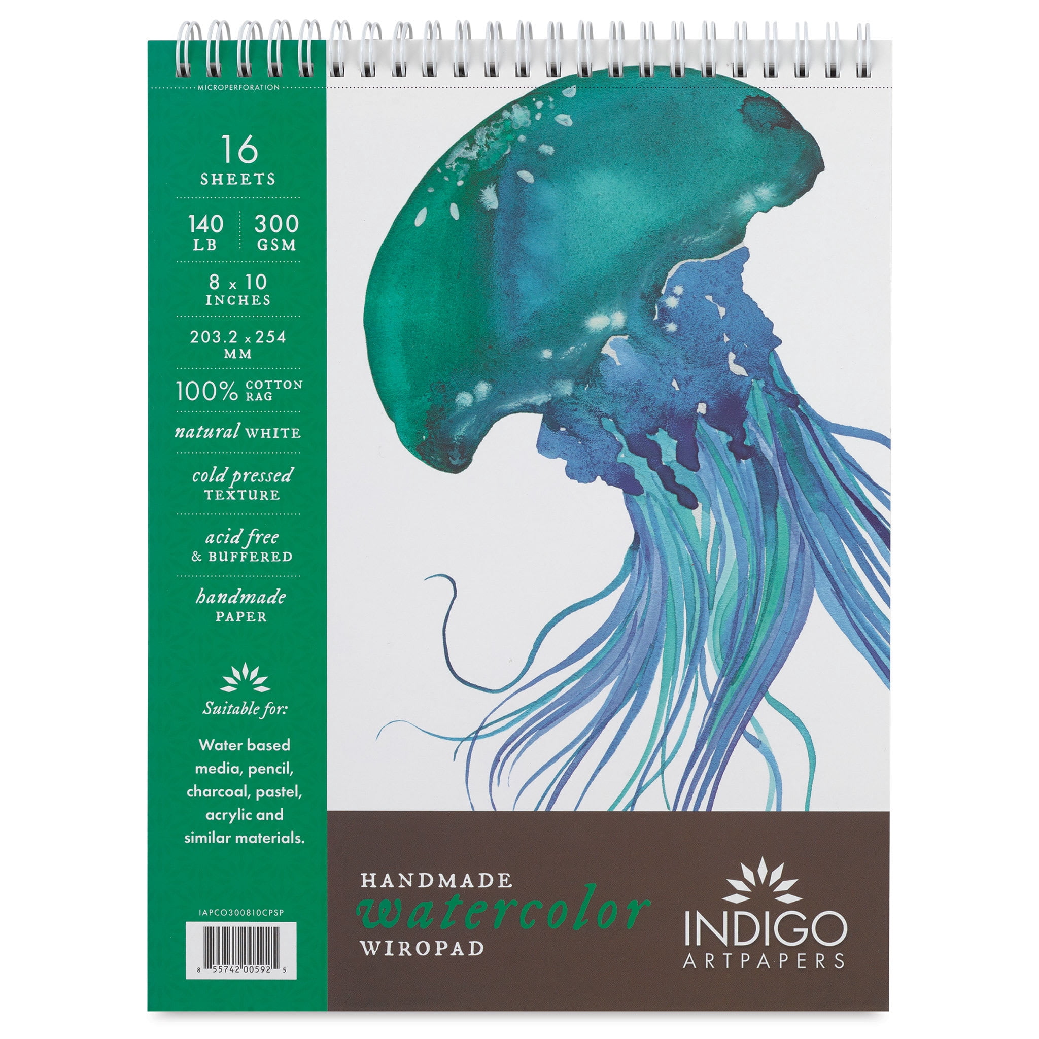 Indigo Artpapers Watercolor Wiropad - 8" x 10", 16 Sheets