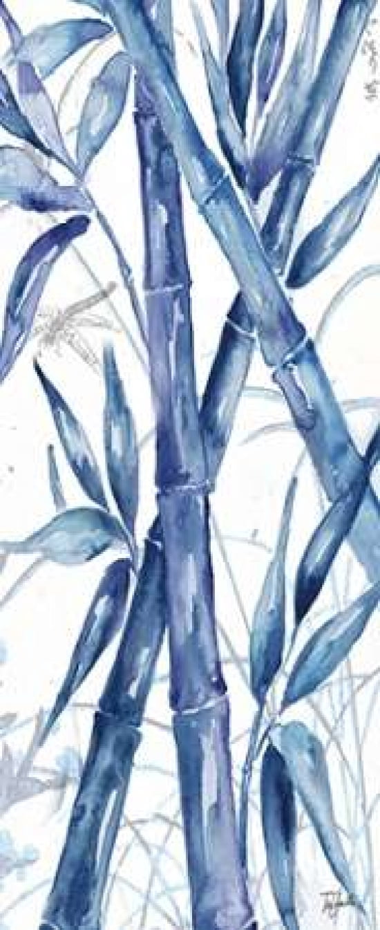 Indigo Asian Bamboo Panel I Canvas Art - Tre Sorelle Studios (10 x 20)