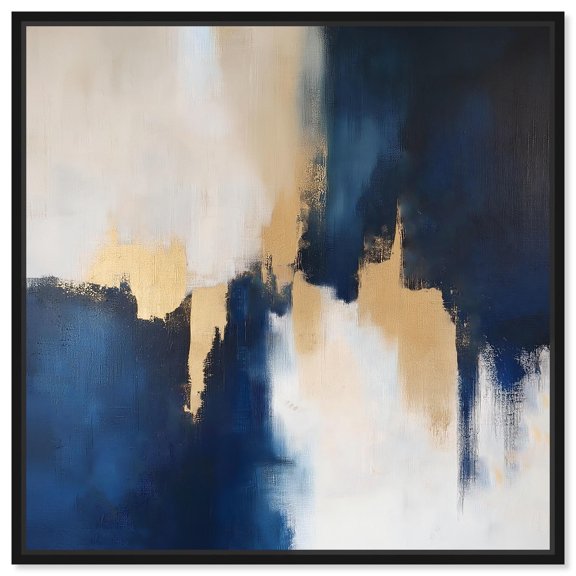 Indigo Aurelian Canvas Contemporary Abstract by Art Remedy, Black Frame, 12 x 12