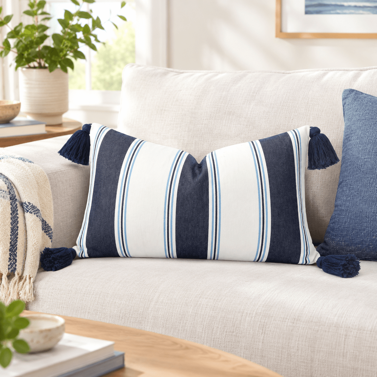 Azural Blue Indigo Azure Blue Harbor Stripes 12