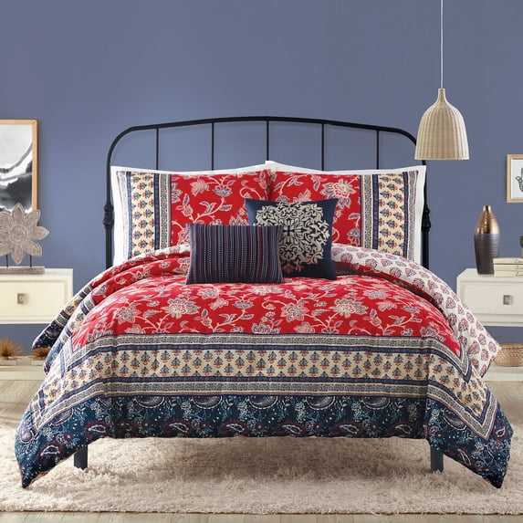 Indigo Bazaar Marbella 5-Piece Comforter Set, King, Red