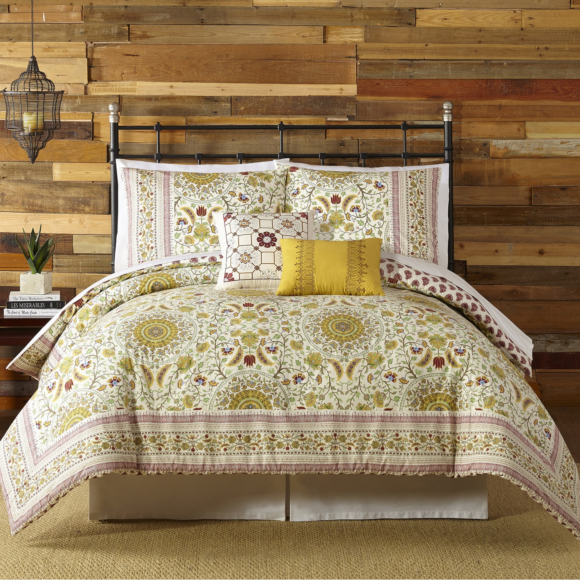 Joanne Queen Red Cotton 5-Piece Boho Bedspread Set