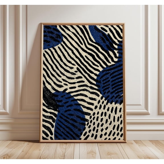 Indigo Black Zebra Animal Poster Unframed Paper Print