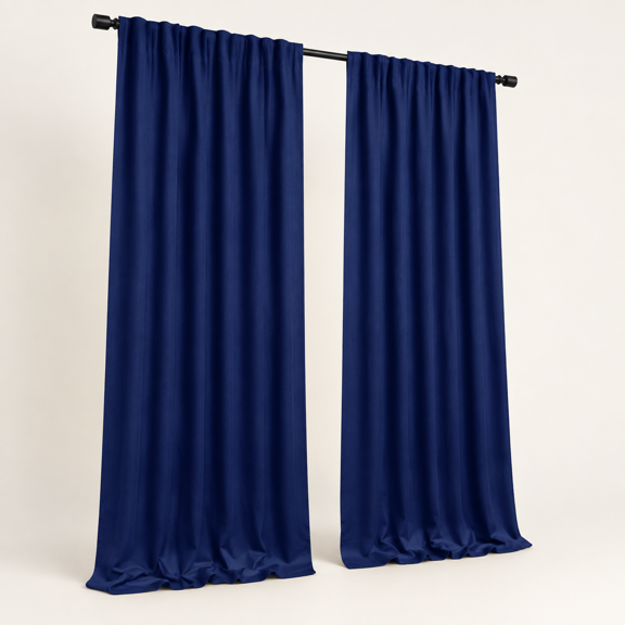 Indigo Blue 54"W x 84"L (Pack of 2) Solid Light Filtering Cotton Curtains