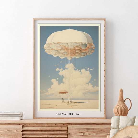 Indigo Blue Cloud Surreal Wall Art, Unframed Canvas Size 8x12