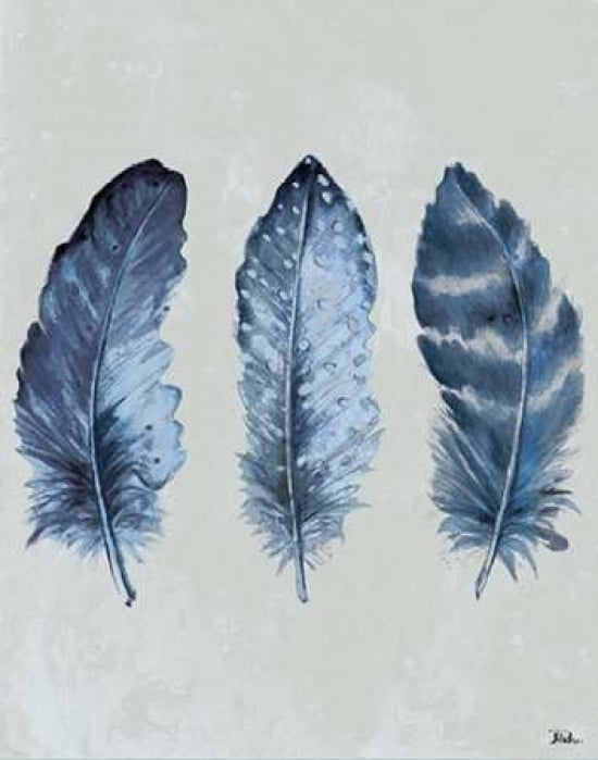 Indigo Blue Feathers I Canvas Art - Patricia Pinto (24X30)