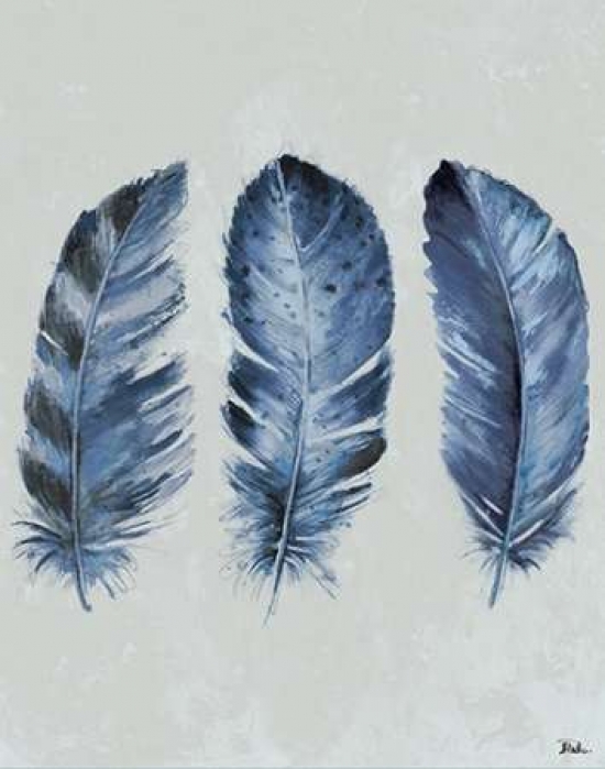 Indigo Blue Feathers II Canvas Art - Patricia Pinto (24X30)