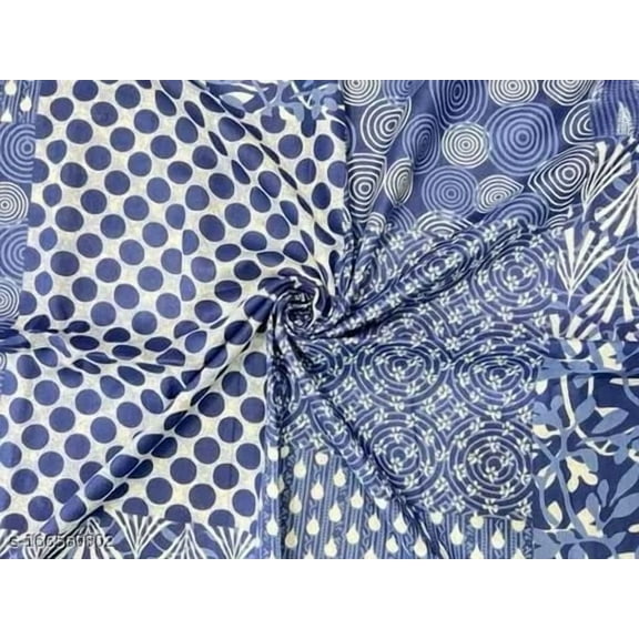 Indigo Blue Floral Print Cotton Fabric Boho Running Craft Material Fabric By Yard 5 Yard Sewing