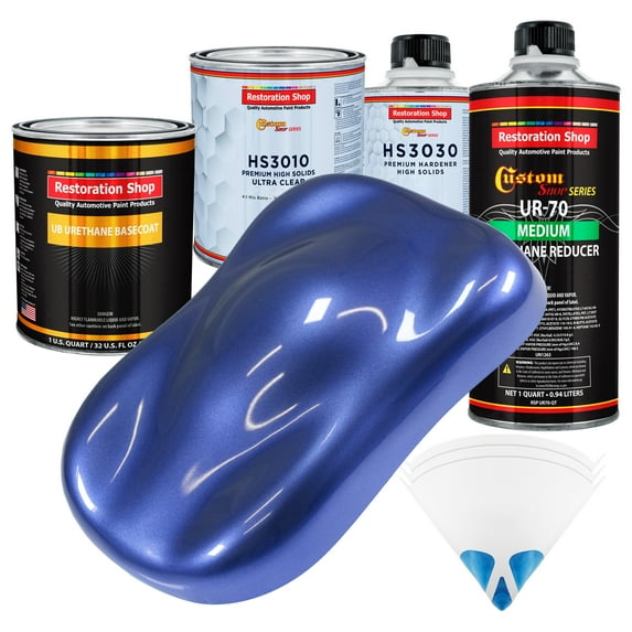 Indigo Blue Metallic Premium Quart URETHANE BASECOAT CLEARCOAT Auto Paint Kit