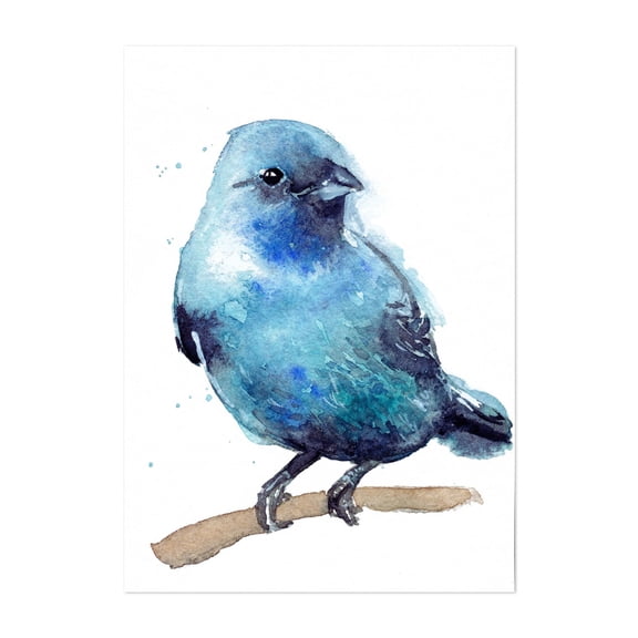 Indigo Bunting - Painting Bird Watercolor Animal Wildlife Illustration Nature Unframed Wall Art Print 4 x 6 inches