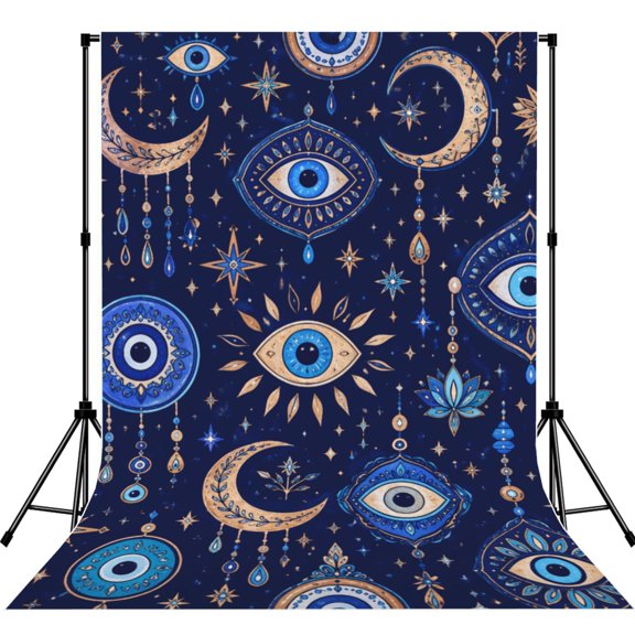 Indigo Chic Nazar Charm Photography Backdrop 5x7Ft Background for Photo Studio Video Recording Birthday Party Wedding Home Decor