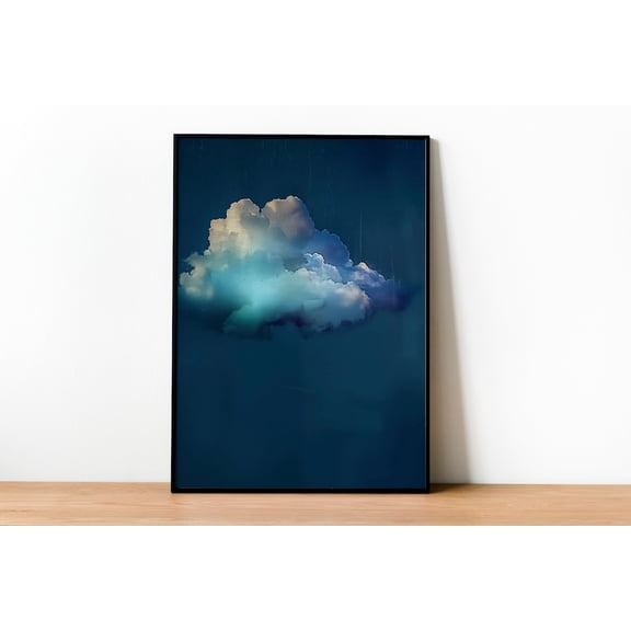 Indigo Cloud Night Sky Wall Art, Unframed Paper Print Size 8x12