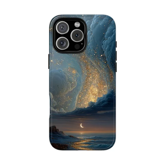 Indigo Clouds Galaxy Stars Moon Scene Case for iPhone 11-17 Pro Max