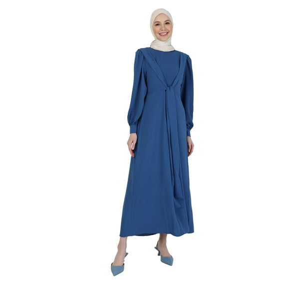 Indigo - Crew neck - Unlined - Modest Dress - Refka