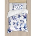 thumbnail image 1 of Indigo Duvet Cover Set, Abstract Grunge Watercolored Hand Drawn Image Shadow Tree Leaves, Decorative 2 Piece Bedding Set with 1 Pillow Shams, Twin Size, Dark Blue Purple, by Ambesonne, 1 of 3